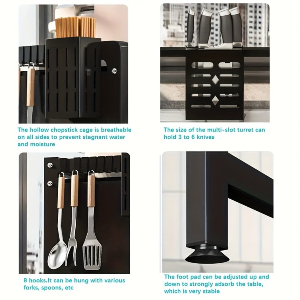 Dish Drying Rack Multi-Tier Kitchen Countertop Drain Rack with Dustproof Cover for Home Cooking, Dining and Outdoor Meals