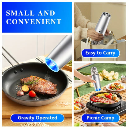 2pcs USB Rechargeable Electric Salt and Pepper Grinder Set with LED Light & Adjustable Coarseness