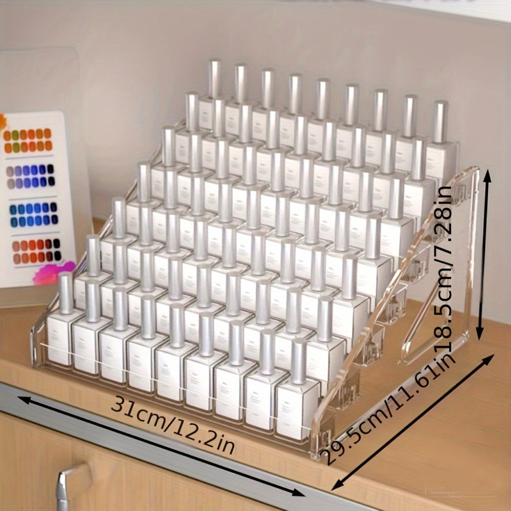 Nail Polish Organizer Acrylic Display Stand 4 Tier Clear Transparent Rack Gel Polish Holder Countertop Storage Shelf for Nail Studio Salon
