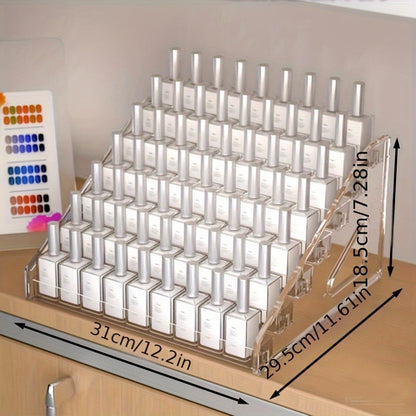 Nail Polish Organizer Acrylic Display Stand 4 Tier Clear Transparent Rack Gel Polish Holder Countertop Storage Shelf for Nail Studio Salon