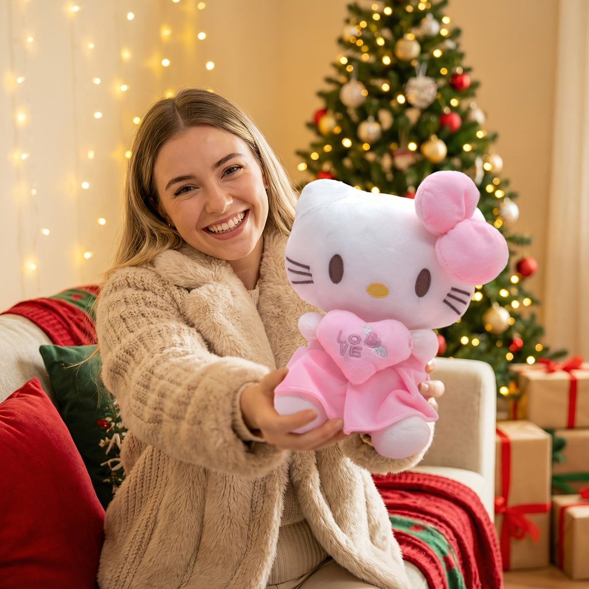 Hello Kitty Heart Plush Doll Kawaii Sanrio Stuffed Animal Cuddly Toy Gift with the Listed Color, Size or Set Options for Everyday Use