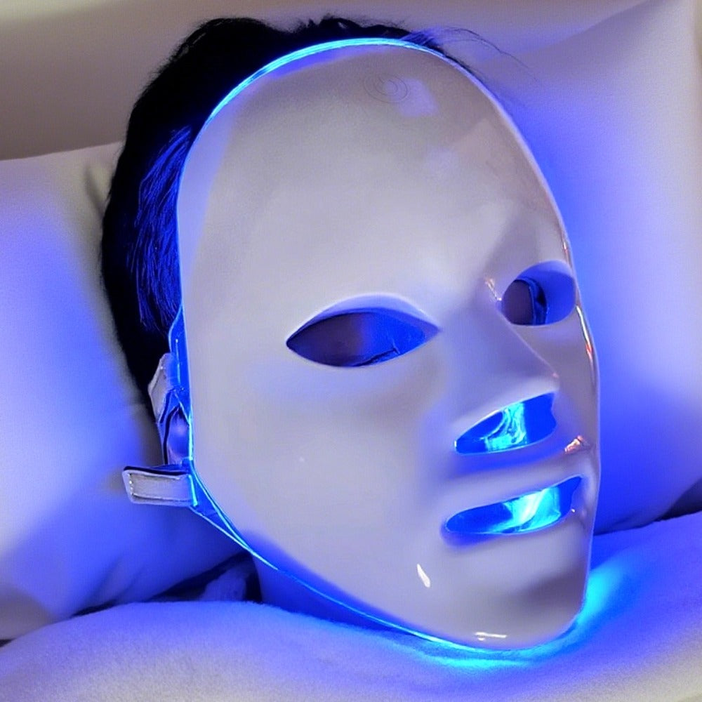 Portable 7-Color LED Facial Mask Device, USB Rechargeable Home Beauty Skincare Tool for Face Care