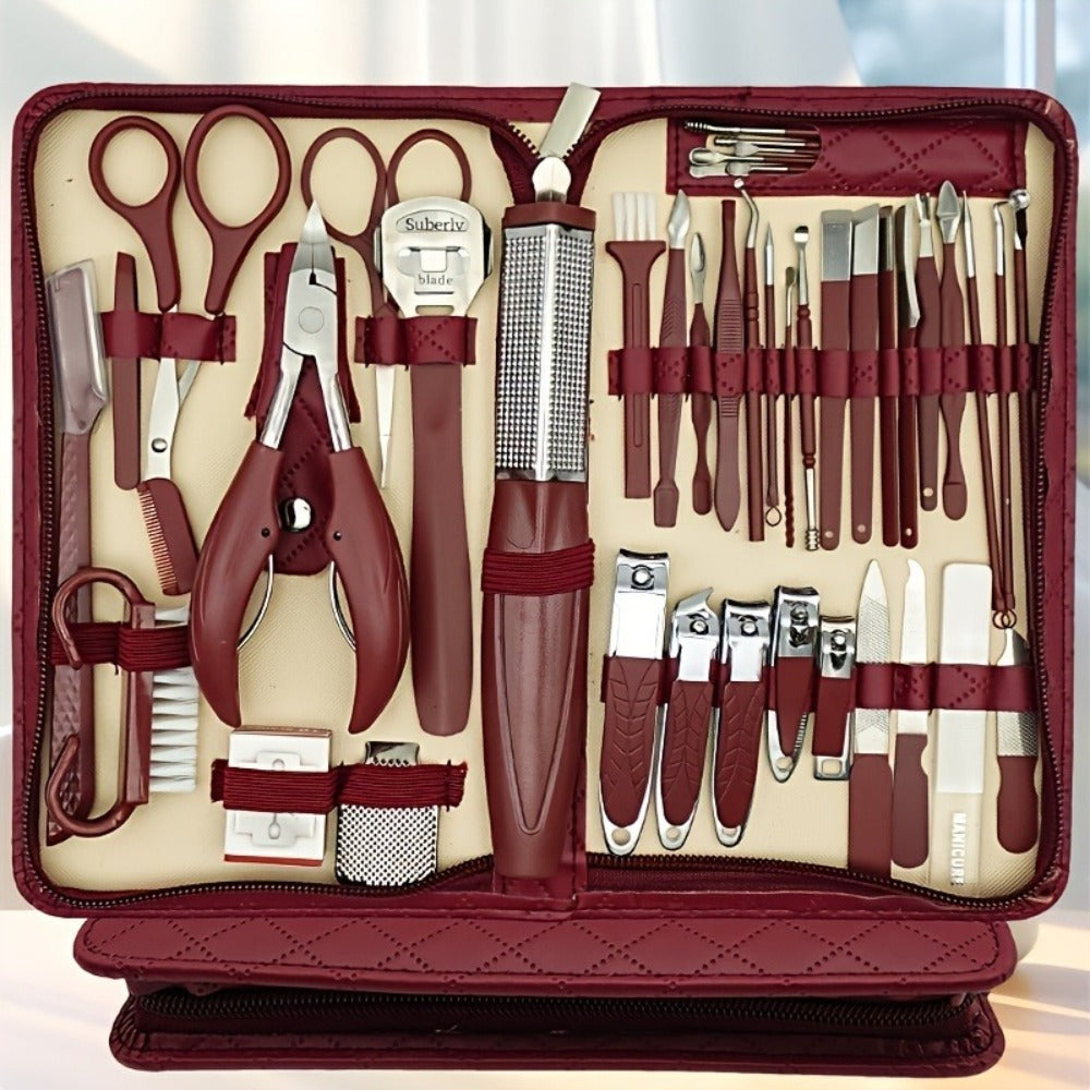 Professional Manicure Pedicure Kit 42 Piece Stainless Steel Nail Set with Portable Travel Case – Nail Scissors Cuticle Nipper Ingrown