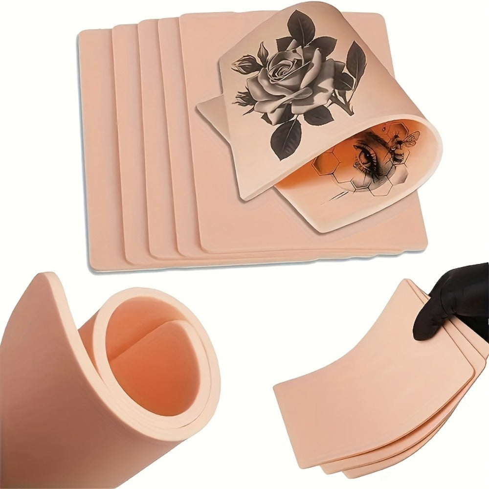 Tattoo Practice Skin Silicone Double-Sided – Flexible Fake Skin 1mm, Realistic Curvature for Tattoo Artists, Beginners