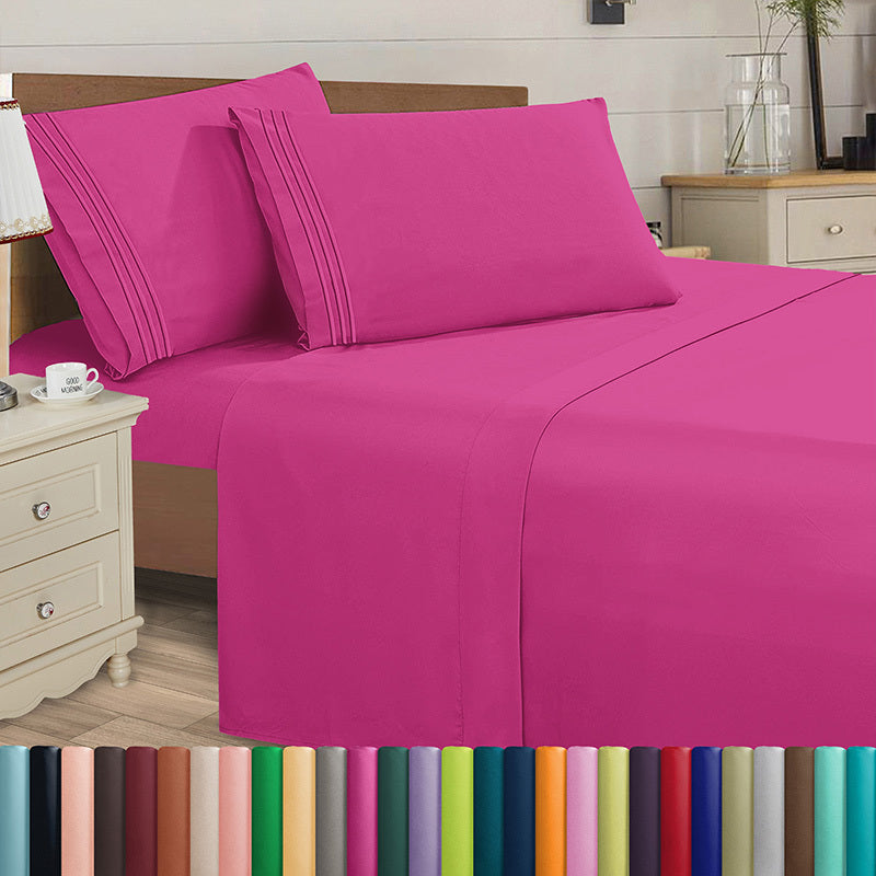 Microfiber Bed Sheet Set 4-Piece Deep Pocket Cooling Sheets Twin Full Queen King Cal King Split King