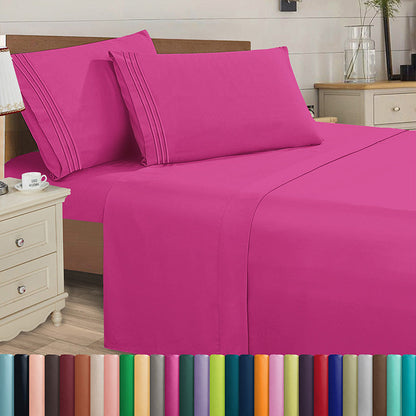 Microfiber Bed Sheet Set 4-Piece Deep Pocket Cooling Sheets Twin Full Queen King Cal King Split King