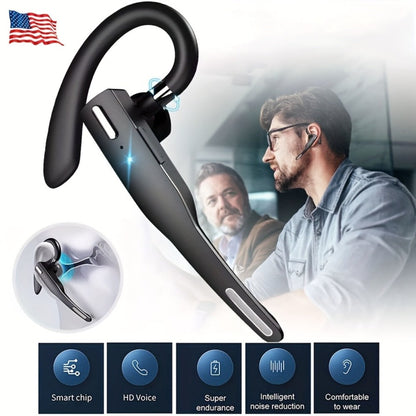 Single Ear Bluetooth Business Earbud with Microphone Call Time 15-Day Standby Rotating for Bedside Audio, Alarms and Room Entertainment