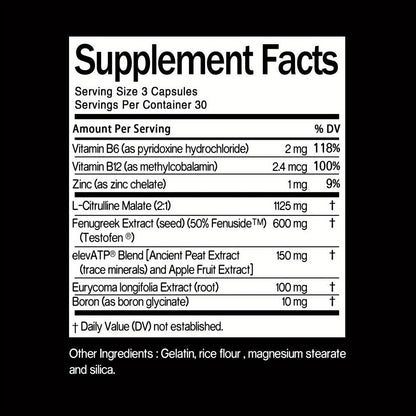 Men's Health & Support Supplement with L-Citrulline, Fenugreek & Vitamin B6 - Testosterone