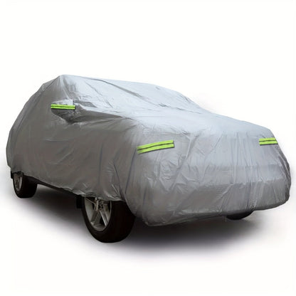 Silver XXL SUV Car Cover with Green Reflective Tabs, Elastic Hem and 540 x 200 x 180 cm Full-Body Fit