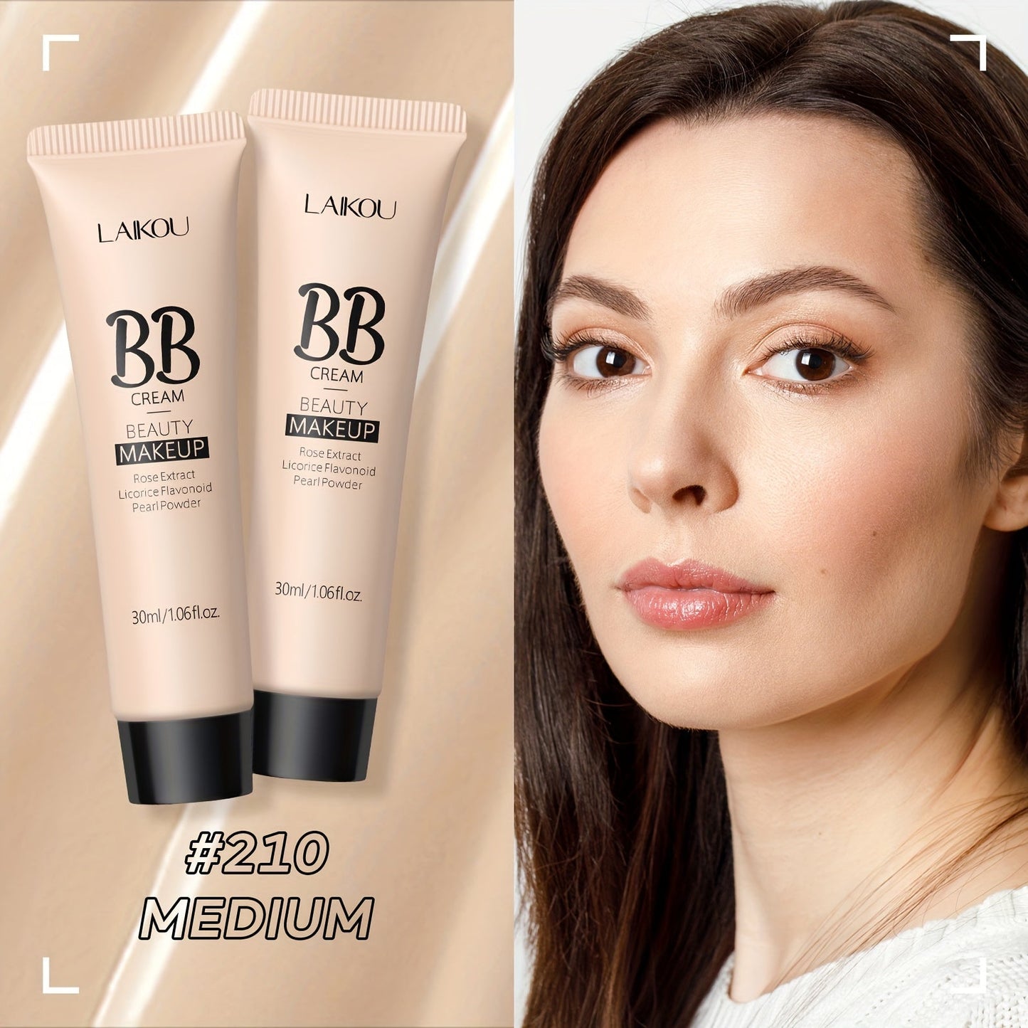 BB Cream 2 Pcs Set Waterproof, Pore-Minimizing Full Coverage Foundation with Blemish Concealer & Glycerin Hydration
