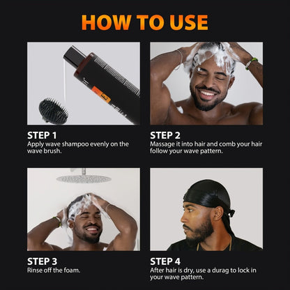 360 Wave Shampoo & Pomade for Men 2-in-1 with Biotin & Glycerin, Deep Cleansing Conditioning Formula