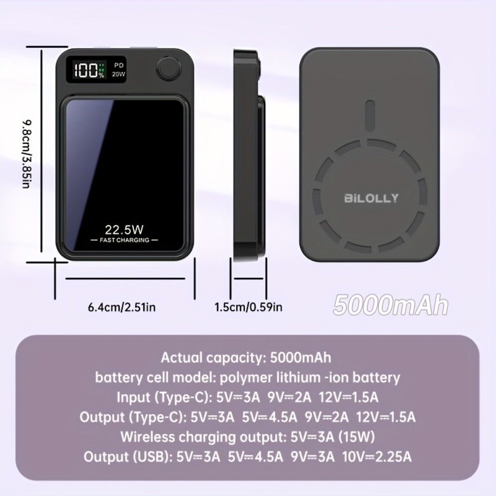 15W Magnetic Wireless Power Bank 5000 10000 15000mAh, 30W PD Fast Charging for an Everyday Personal Care Routine