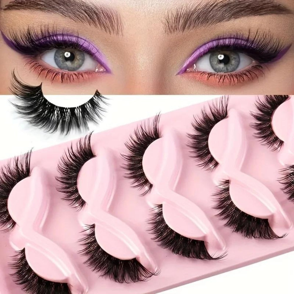 15 Pairs Cat Eye Strip Lashes – Natural Long Manga Wispy False Eyelashes with Winged Tips, 3 Boxes Elongated Dramatic Eye Look for Women