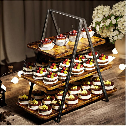 3-Tier Wooden Cupcake Stand, Holds 50 Cupcakes, Dessert Display Rack for Wedding, Birthday Party & Halloween