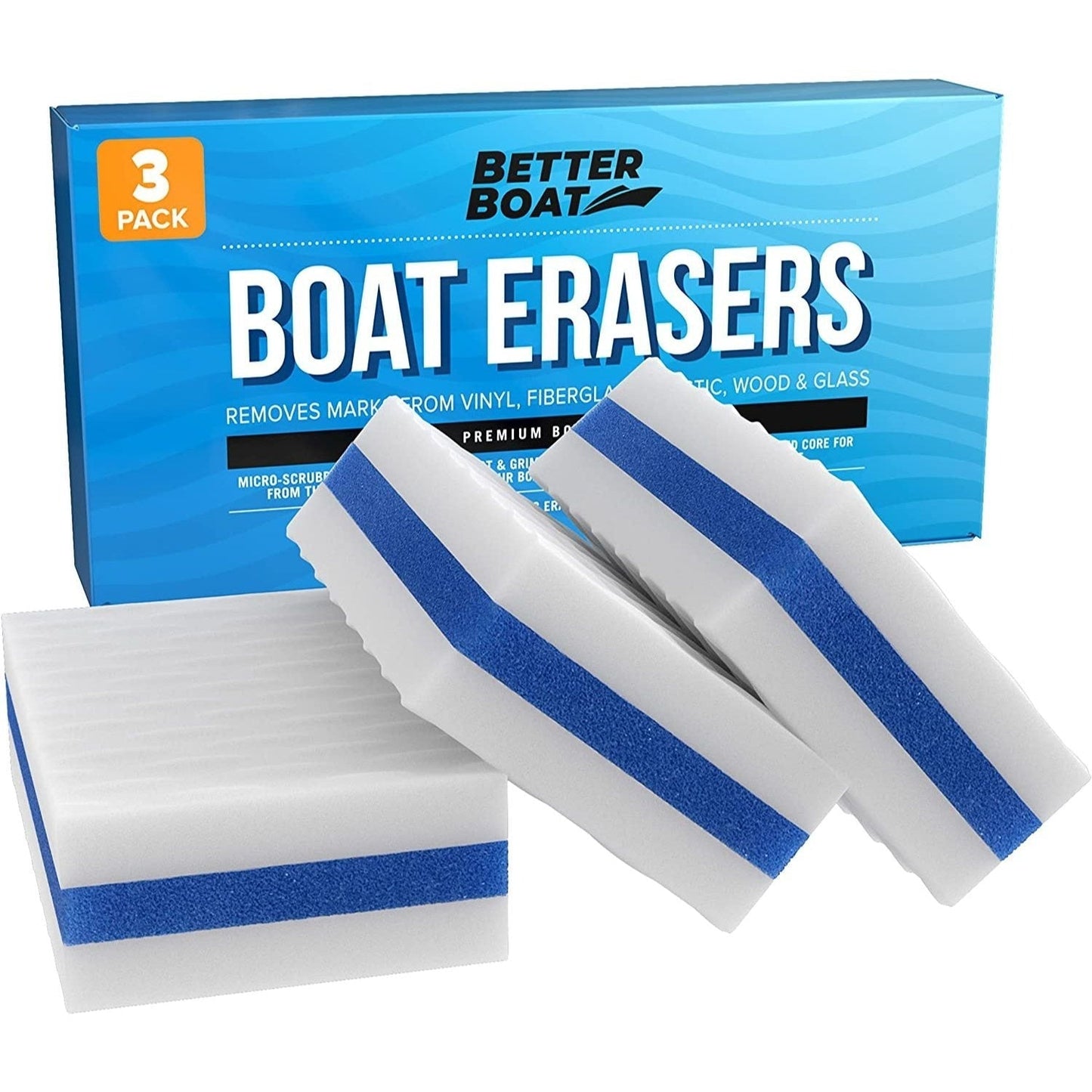 Boat Eraser Cleaning Sponge – No Bleach Magic Scrubber for Deck, Hull, Vinyl & Fiberglass – Removes Scuffs, Dirt & Grease on Pontoon