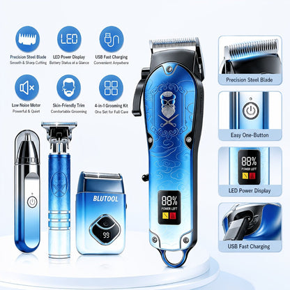 Men's Grooming Kit Hair Clipper & Electric Shaver USB Rechargeable Cordless LED Display – Precision Beard Trimmer Face Shaver Set for Hair