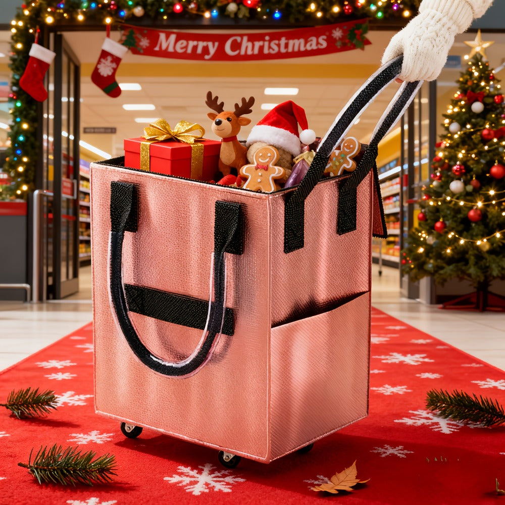 Rolling Grocery Bag with Wheels 60L Extra Large | 16 Gallon Heavy Duty Foldable Shopping Cart Waterproof | Multi-Function Travel Tote