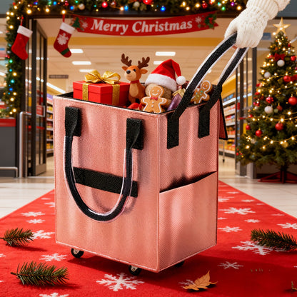 Rolling Grocery Bag with Wheels 60L Extra Large | 16 Gallon Heavy Duty Foldable Shopping Cart Waterproof | Multi-Function Travel Tote