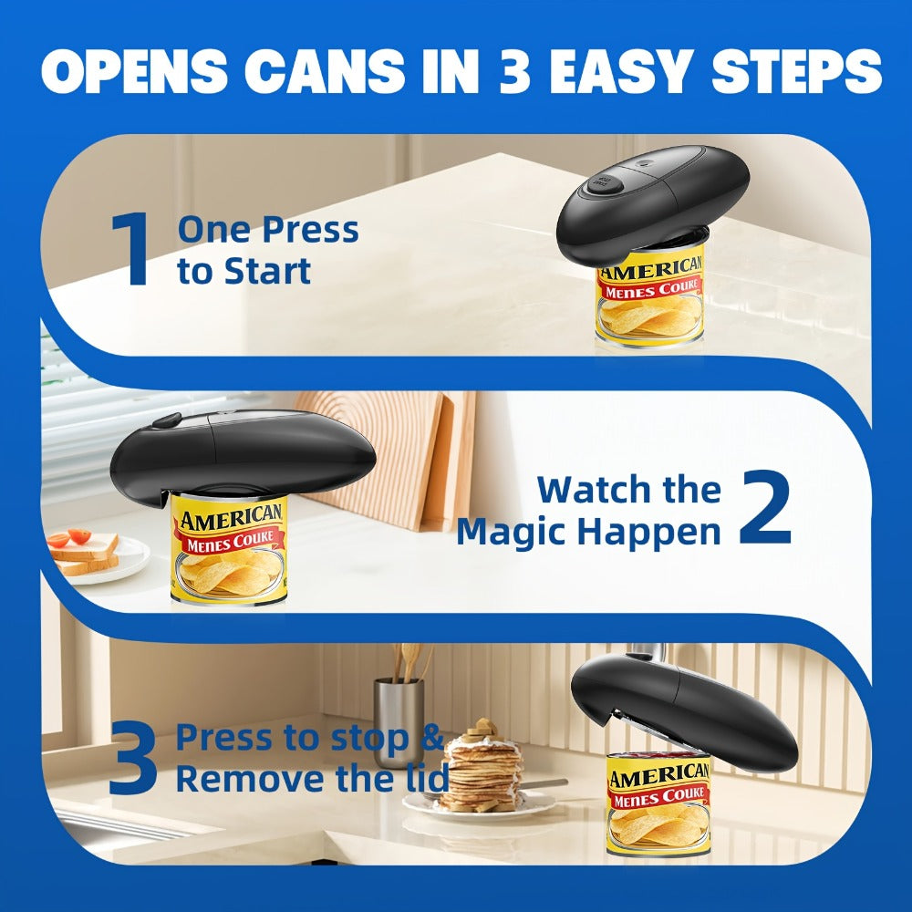 Electric Can Opener One-Touch Automatic – Smooth Edge Battery Operated Handheld Opener for All Can Sizes, Best Kitchen Gadget for Seniors