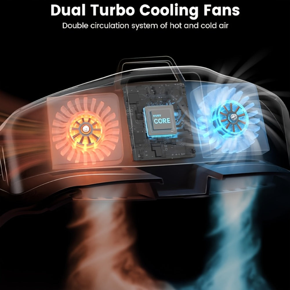 Meta Quest 3 VR Cooling Fan with Anti-Fog Face Pad – Dual Turbo 3-Speed 1000mAh Battery Breathable Face Interface Replacement