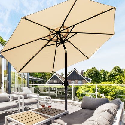 Patio Umbrella 9FT Market Table Style with Dual Vents, Tilt, Crank and Eight Color Options