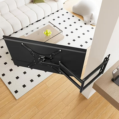 Black Single-Arm TV Wall Mount with Swivel, Screen-Plate Rotation and Articulating Extension