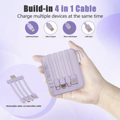 Power Bank 10000mAh with Built-In Cable Set, 5W/15W/22.5W selections, Display and Lanyard for Travel