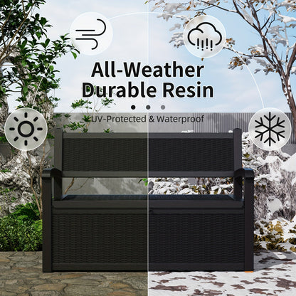 Outdoor Storage Bench 80 Gal, for Garden, Patio and Yard Use, with the Listed Configuration