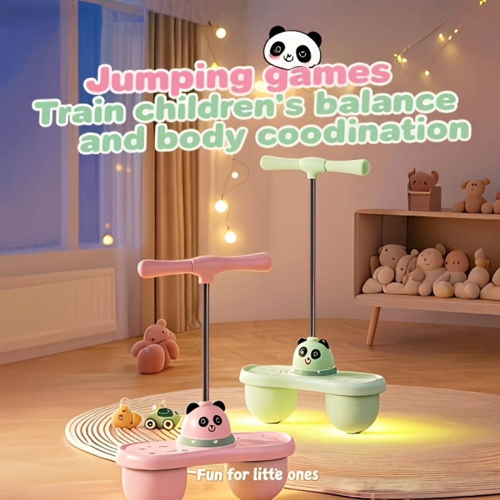 Kids Cartoon Panda Jumping Ball with Handle, Double Bouncy Ball Balance Training Toy, 24.6" Size