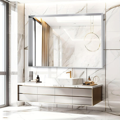 Rectangular Metal-Frame Bathroom Mirror in Black, Gold or Silver with Six Sizes and Dual Orientation
