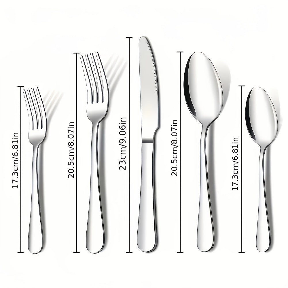Stainless Steel Silverware Set 20 or 60 Piece – Heavy Duty Commercial Grade, Dishwasher Safe, Rust-Proof & Non-Toxic Bulk Kitchen Tableware