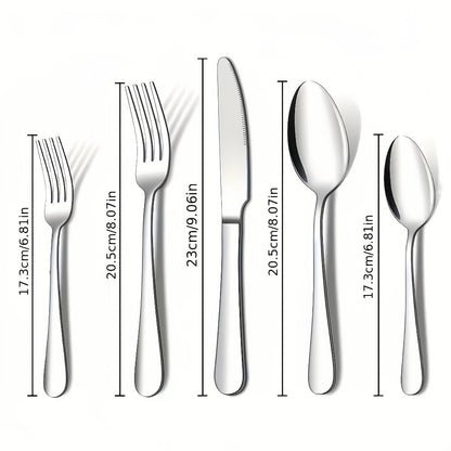 Stainless Steel Silverware Set 20 or 60 Piece – Heavy Duty Commercial Grade, Dishwasher Safe, Rust-Proof & Non-Toxic Bulk Kitchen Tableware