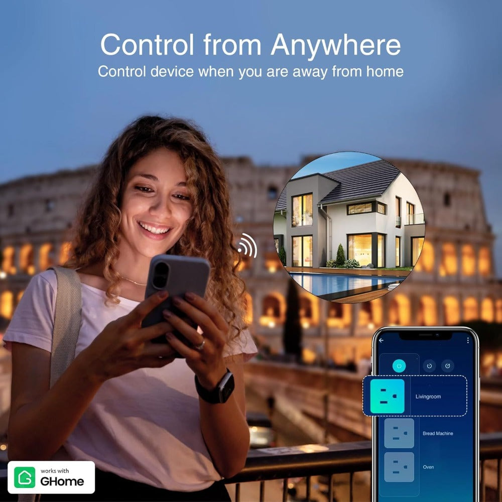 Smart Power Strip WiFi with 3 Individually Controlled Outlets & 3 USB Ports, GHome Surge Protector