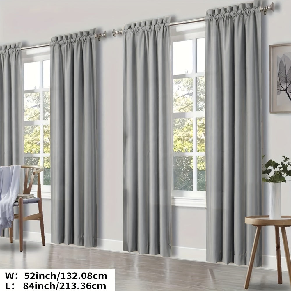 Blackout Curtains 4 Panels Thermal Insulated Room Darkening Drapes, Rod Pocket, Energy Saving, Solid Color for Bedroom & Living Room
