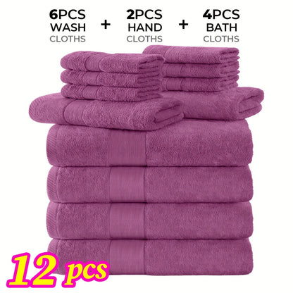 Towel Set 12 or 24 Piece Cotton Collection with Bath, Hand and Washcloth Formats in Seven Colors