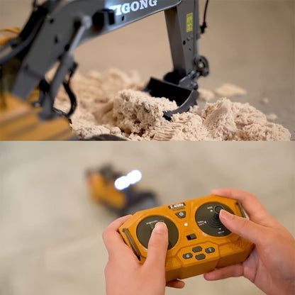 RC Construction Vehicle Toy 2.4GHz Remote Control Excavator Bulldozer Loader with Alloy Metal Cover Lights & Sound Effects