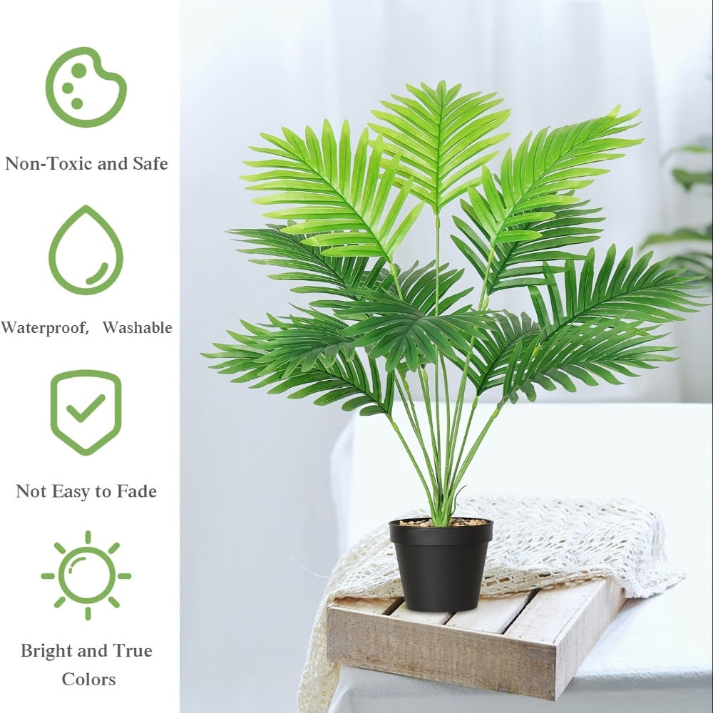 Artificial Palm Leaf Stems, Two-Piece Greenery Set at 26.77 Inches without Included Planter or Basket