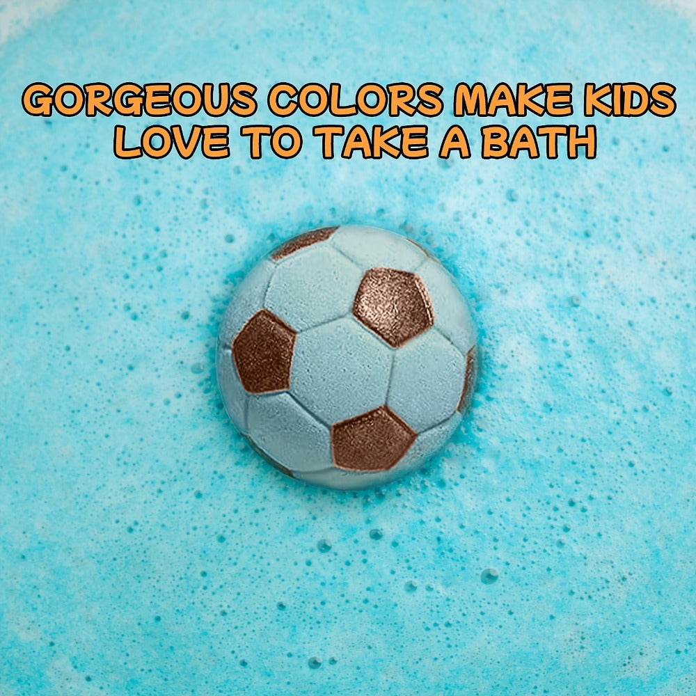 Soccer Ball Bath Bombs Gift Set 9 Pcs with Surprise Toys Inside – Lavender Scent Handmade Fizzy Bath Balls