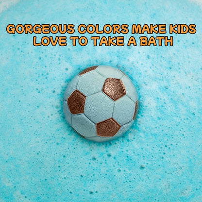 Soccer Ball Bath Bombs Gift Set 9 Pcs with Surprise Toys Inside – Lavender Scent Handmade Fizzy Bath Balls