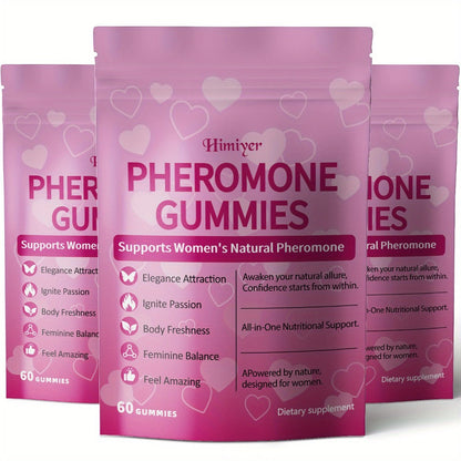 Women's Pheromone Gummies with L-Arginine, Maca & Beetroot, Natural Attraction, Confidence & Feminine Balance Supplement