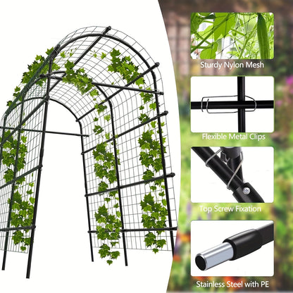 Climbing Arch Trellis 7.5ft Adjustable Metal Grid Garden Archway