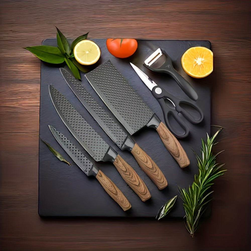 6-Piece Kitchen Knife Set, Chef's Knife, Slicing Knife, Scraper & Scissors, High Carbon Stainless Steel