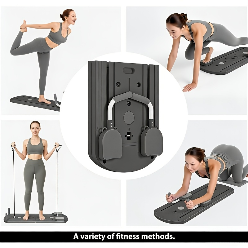 Foldable 8-in-1 Pilates Slide Board with Resistance Bands, Ab Handles and Purple, Pink or Grey Options