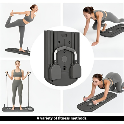 Foldable 8-in-1 Pilates Slide Board with Resistance Bands, Ab Handles and Purple, Pink or Grey Options
