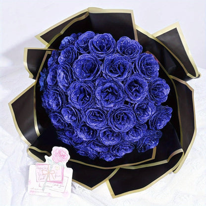 Artificial Flowers Glitter Rose Bouquet in 24 or 36-Piece Sets with Nine Sparkling Color Options