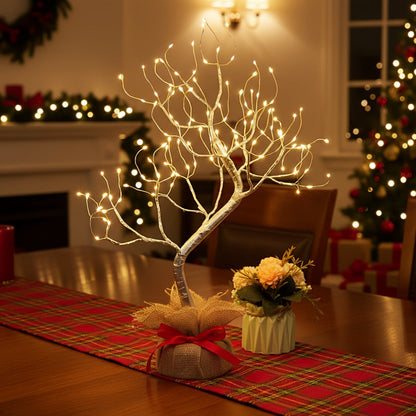 LED Bonsai Tree Light Tabletop Fairy Tree Lamp 108 LEDs 8 Lighting Modes Timer 20 Inch White for Entryways, Bedrooms and Living Spaces