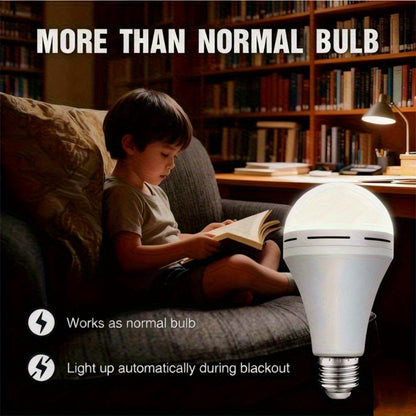Emergency Light Bulb for Power Outages 2000mAh Rechargeable LED 6000K with Backup Battery, Auto-On Failure Detection