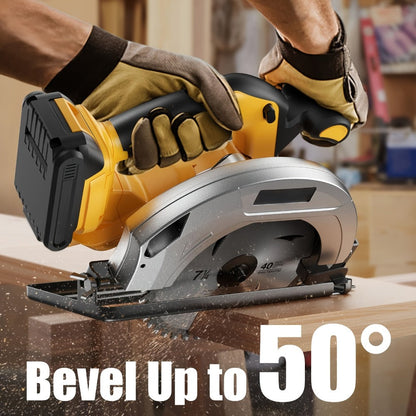 Cordless Circular Saw Compatible with DeWalt 20V MAX Battery, 7-Inch Brushless Electric Saw, 0-50° Bevel