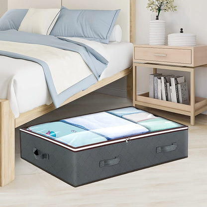Under Bed Storage Bins Collapsible 23.78 Gal – Foldable Underbed Organizer Bags for Blankets, Clothes, Comforters