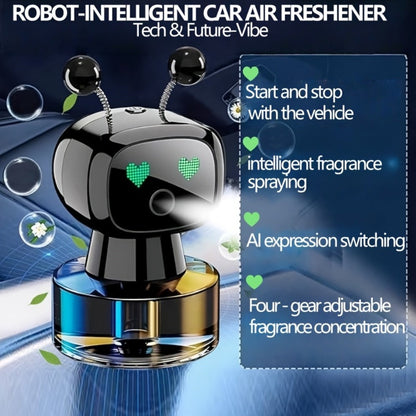 Robot Car Air Freshener Auto Spray – AI Dynamic Expression, 4 Fragrance Gears, Car Start/Stop Trigger, 5 Scents